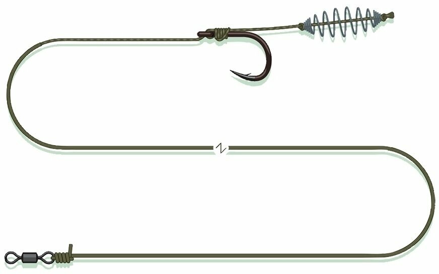 Fil de pêche MADCAT Pellet Paste Rig Green 0,75 mm-1,20 mm # 1 55 cm Crochets attachés
