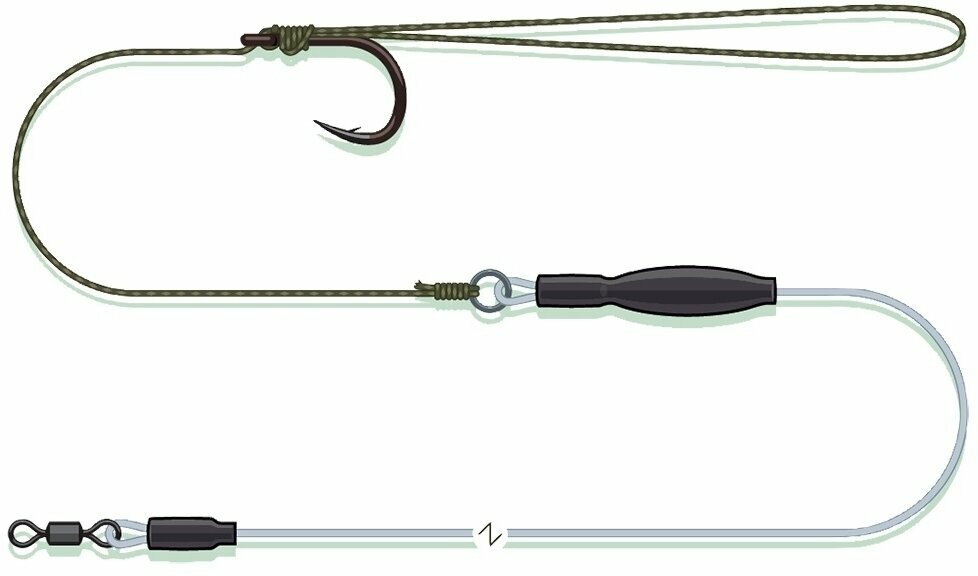 Fil de pêche MADCAT Pop-Up Pellet Rig Green-Transparente 0,80 mm # 2 60 cm Crochets attachés