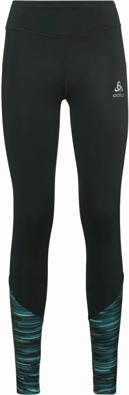 Calças/leggings de corrida Odlo The Zeroweight Print Reflective Tights Black L Calças/leggings de corrida