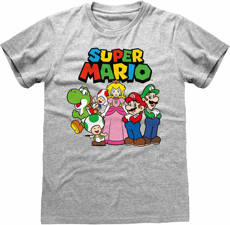 Tričko Super Mario Vintage Group Heather Grey S Tričko