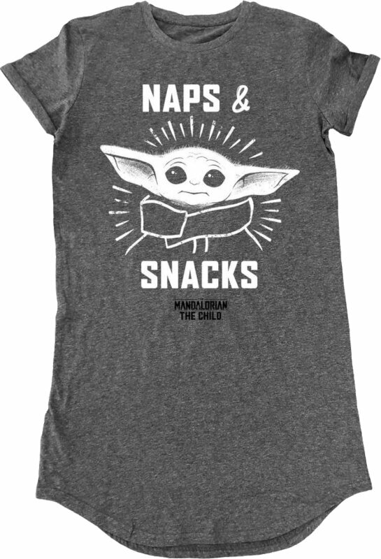 T-Shirt The Mandalorian T-Shirt Naps And Snacks Damen Dark Heather L