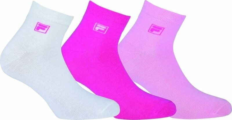 Čarape za fitnes Fila F9303 Socks Quarter Plain 3-Pack Pink Panther 35-38 Čarape za fitnes