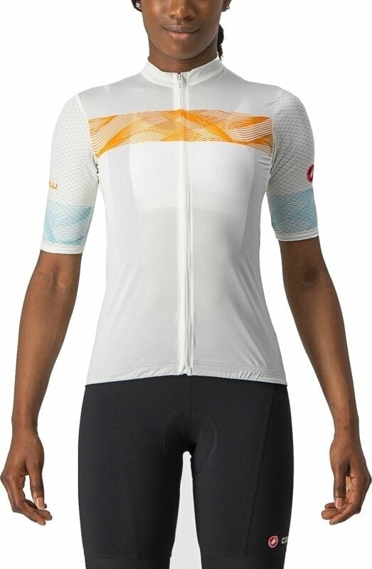 Cycling jersey Castelli Fenice W Jersey Ivory/Pop Orange/Skylight XL