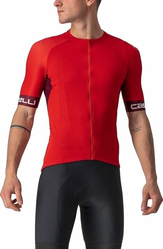 Odzież kolarska / koszulka Castelli Entrata VI Red/Bordeaux/Ivory M