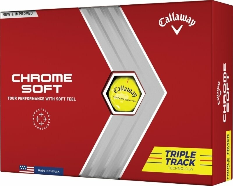 Golfball Callaway Chrome Soft 2022 Yellow Triple Track
