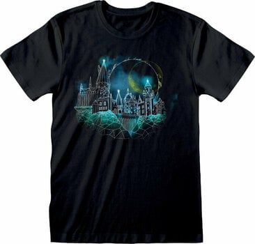 T-Shirt Harry Potter T-Shirt Wireframe Hogwarts Unisex Black L - 1