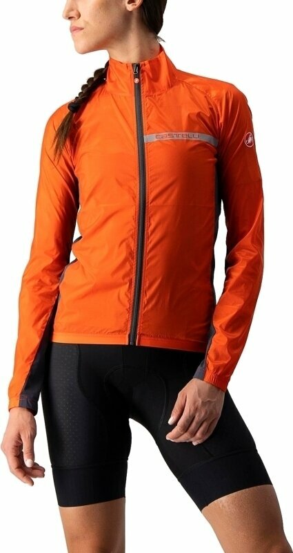 Cykeljacka, väst Castelli Squadra Stretch W Jacka Fiery Red/Dark Gray L