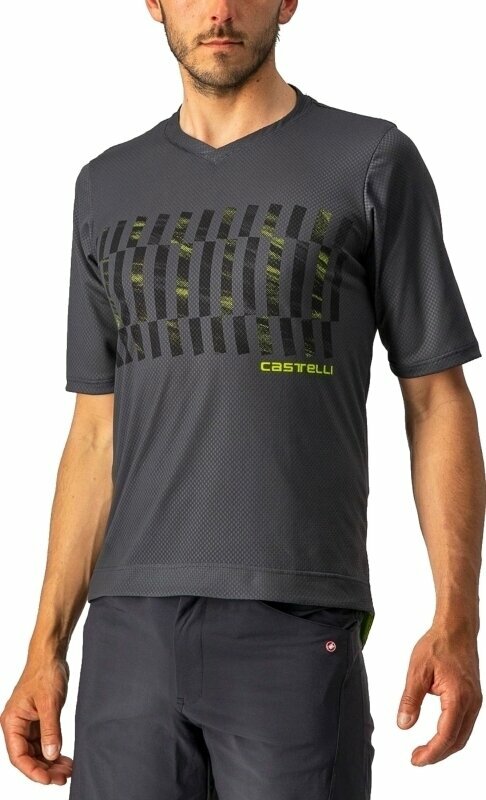 Jersey/T-Shirt Castelli Trail Tech SS Dark Gray/Black/Electric Lime S