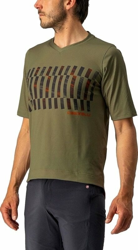 Fietsshirt Castelli Trail Tech SS Jersey Olive Green/Dark Gray/Orange Rust XL