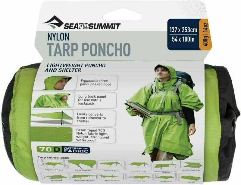 Outdoor Jacket Sea To Summit Nylon Tarp Poncho 70D Green Outdoor Jacket