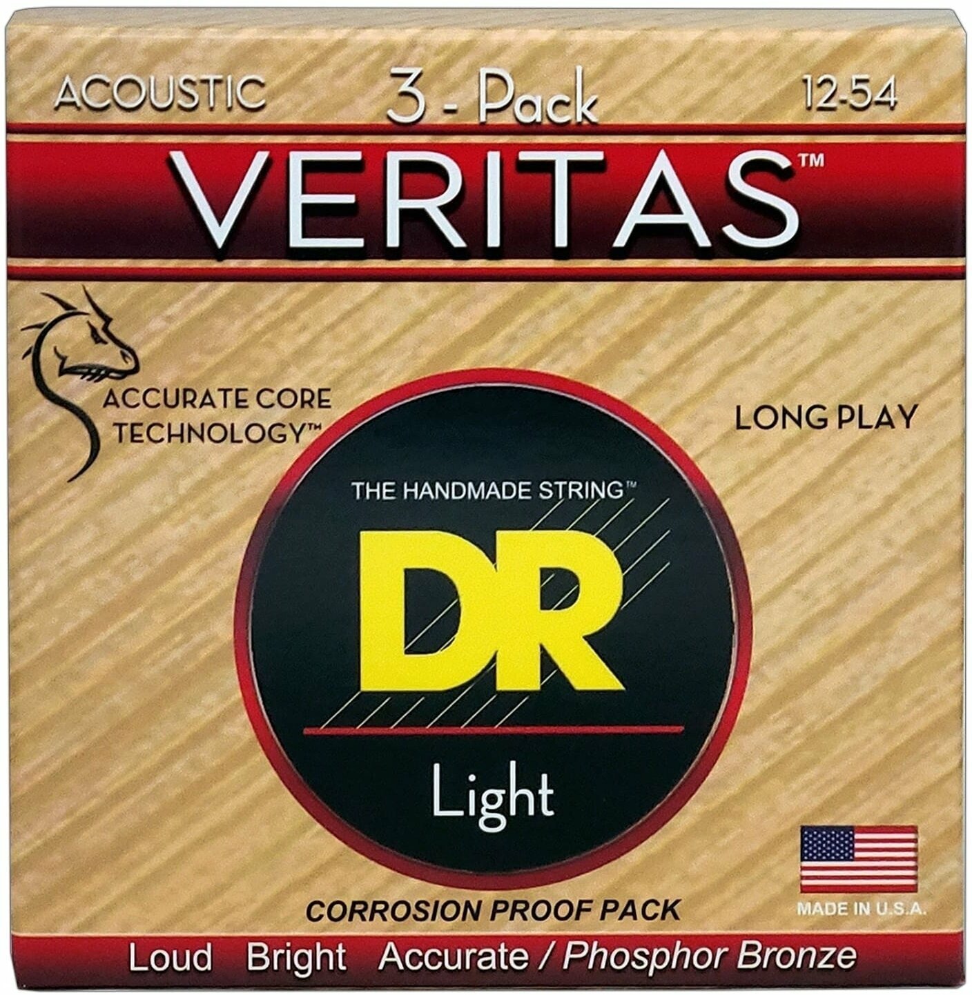 Struny do gitary akustycznej DR Strings VTA-12 Veritas 3-Pack