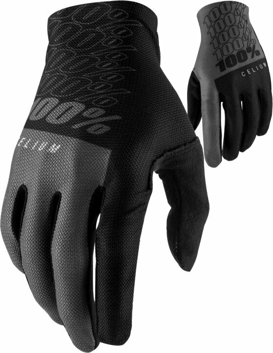 Kesztyű kerékpározáshoz 100% Celium Gloves Black/Grey L Kesztyű kerékpározáshoz