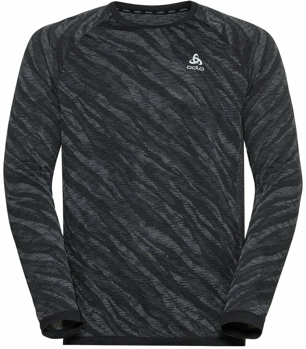 Running t-shirt with long sleeves Odlo The Blackcomb Light Long Sleeve Base Layer Men's Black/Space Dye XL Running t-shirt with long sleeves