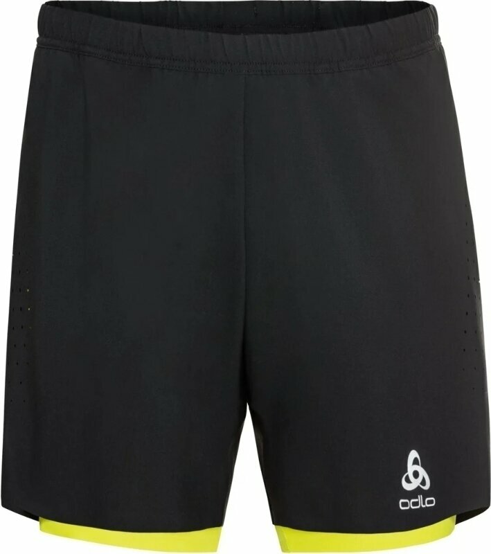Shorts de course Odlo Men's ZEROWEIGHT 5 INCH 2-in-1 Running Shorts Black/Evening Primrose M Shorts de course