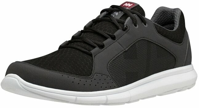 Herrenschuhe Helly Hansen Men's Ahiga V4 Hydropower Sneakers Jet Black/White/Silver Grey/Excalibur 44,5