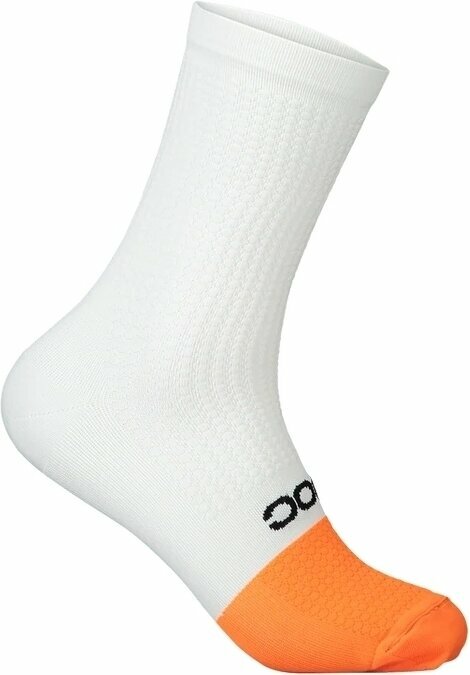Calcetines de ciclismo POC Flair Sock Mid Hydrogen White/Zink Orange L Calcetines de ciclismo