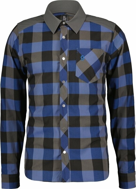 Облекло Scott Trail Flow Check L/SL Men’s Shirt Storm Blue/Dark Grey M