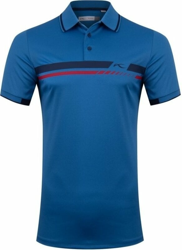 Camisa pólo Kjus Mens Spot Printed Polo Short Sleeve Blueberry/Atlanta Blue 54