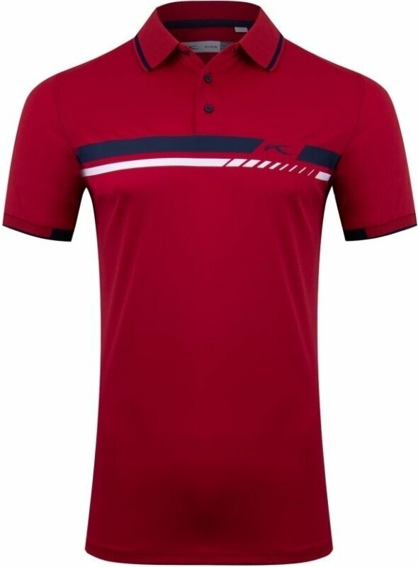 Polo Shirt Kjus Mens Spot Printed Polo Short Sleeve Cardinal/Atlanta Blue 54