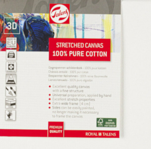 Платно Talens Платно Canvas Stretched Cotton 3D White 20 x 20 cm 1 бр.