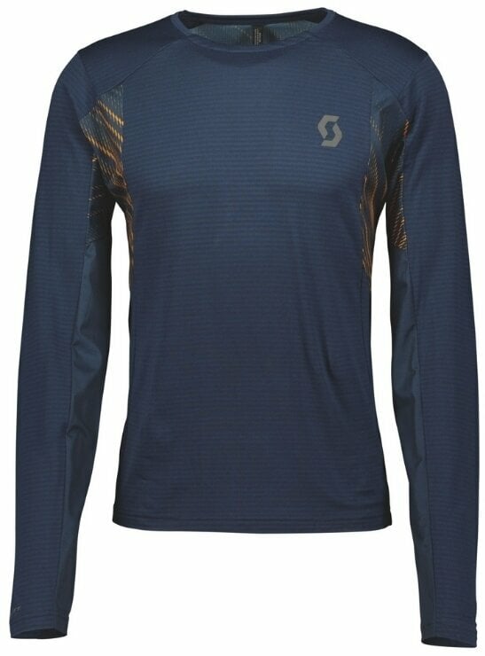 Maglietta da corsa a maniche lunghe Scott Trail Run LS Mens Shirt Midnight Blue/Copper Orange S Maglietta da corsa a maniche lunghe