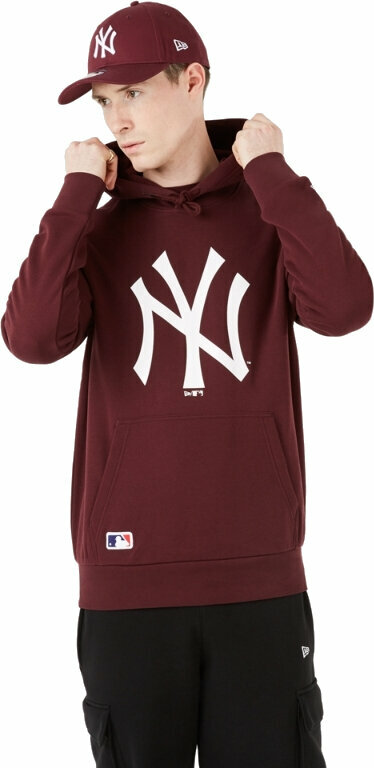 Huvtröja New York Yankees MLB Seasonal Team Logo Red Wine/White S Huvtröja