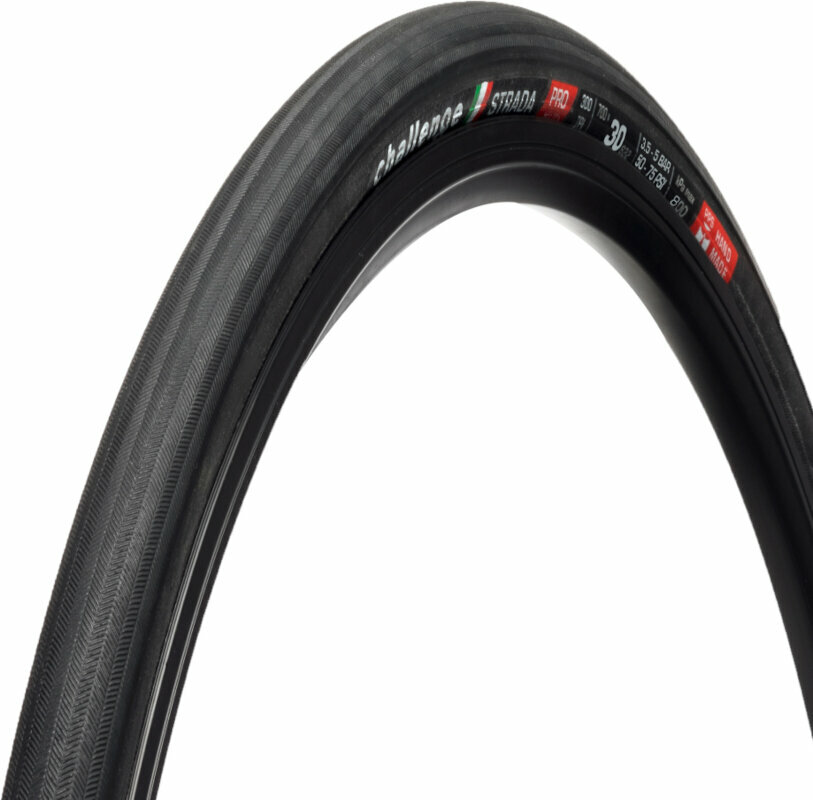 Neumático de bicicleta de carretera Challenge Strada Pro Tire 29/28" (622 mm) 30.0 Black/Black Folding Neumático de bicicleta de carretera