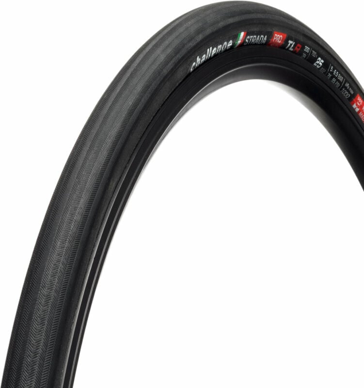 Neumático de bicicleta de carretera Challenge Strada TLR Pro Tire 29/28" (622 mm) 25.0 Black/Black Folding Neumático de bicicleta de carretera