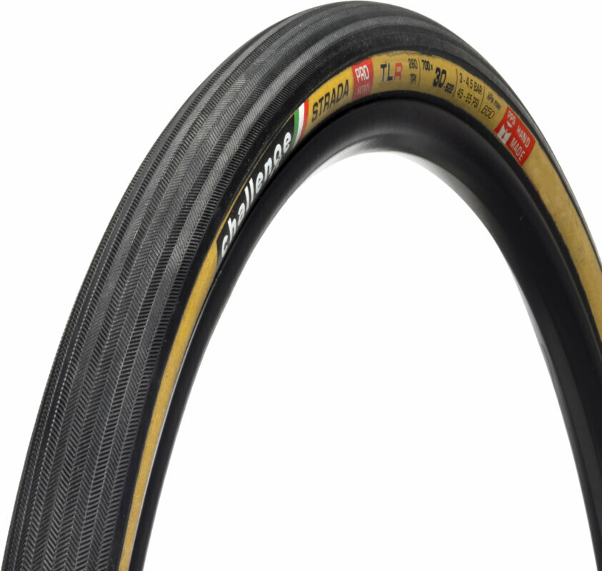 Plášť pro silniční kolo Challenge Strada TLR Pro Tire 29/28" (622 mm) 30.0 Black/Tan Kevlarový Plášť pro silniční kolo