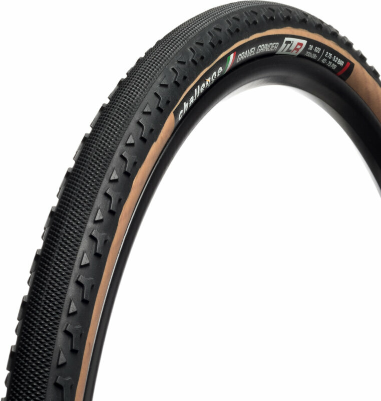 Opona do rowerów trekkingowych Challenge Gravel Grinder TLR Race Tire 29/28" (622 mm) Black/Brown Opona do rowerów trekkingowych