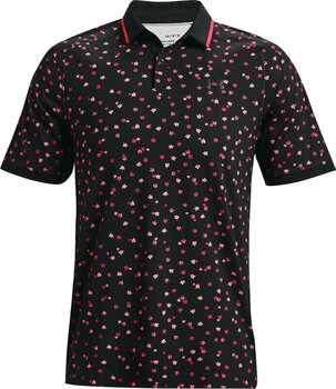 Polo Shirt Under Armour Iso-Chill Floral Mens Polo Black/Electric Tangerine/Halo Gray XL - 1