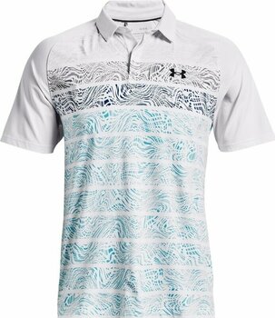 Chemise polo Under Armour Iso-Chill Psych Stripe Mens Polo White/Fresco Blue/Jet Gray M