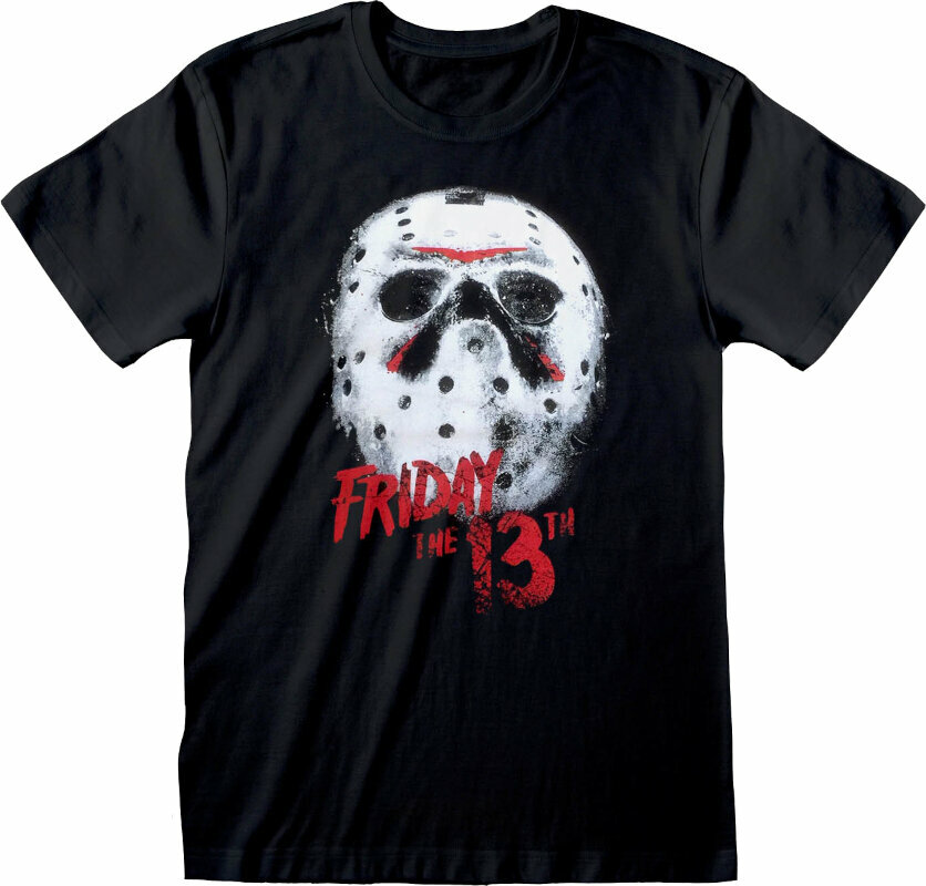 T-Shirt Friday The 13th T-Shirt White Mask Black 2XL