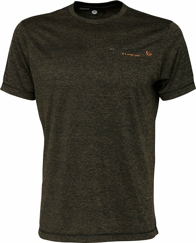T-shirt Savage Gear T-shirt Fighter Stretch T-Shirt Burnt Olive Melange XL