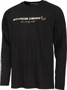 Horgászpóló Savage Gear Horgászpóló Signature Logo Long Sleeve T-Shirt Black Caviar S - 1