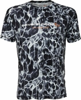 Tričko Savage Gear Tričko Night UV T-Shirt Black Waterprint S - 1