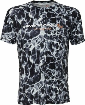Тениска Savage Gear Тениска Night UV T-Shirt Black Waterprint L - 1
