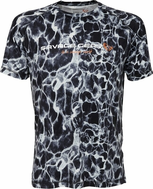 Maglietta Savage Gear Maglietta Night UV T-Shirt Black Waterprint XL