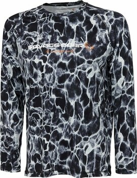 Horgászpóló Savage Gear Horgászpóló Night UV Long Sleeve T-Shirt Black Waterprint XL - 1