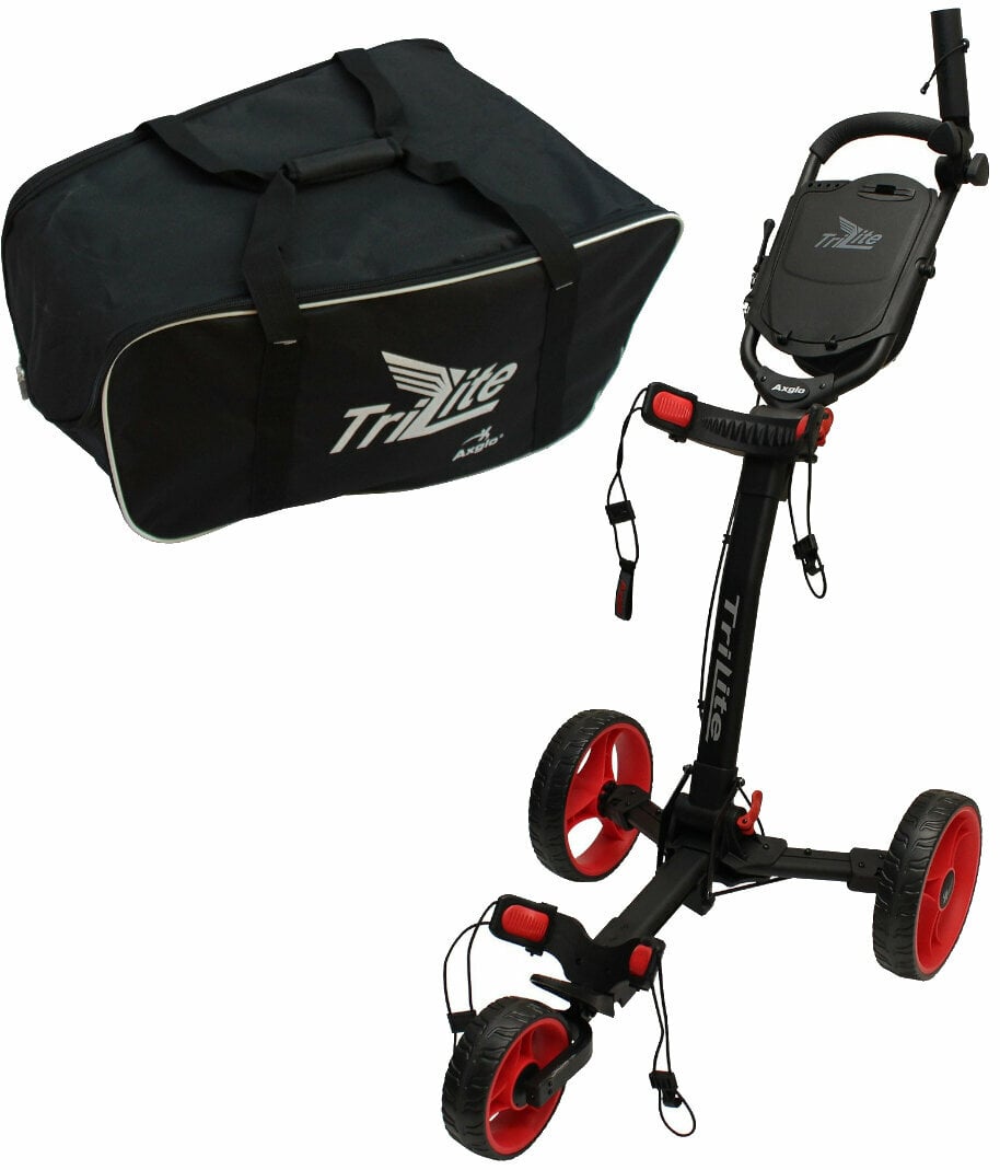 Carrinho de golfe manual Axglo TriLite SET Black/Red Carrinho de golfe manual