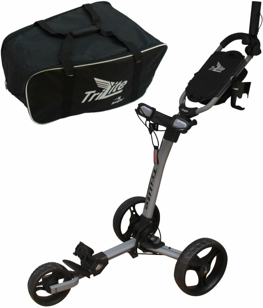Manuálny golfový vozík Axglo TriLite SET Grey/Black Manuálny golfový vozík