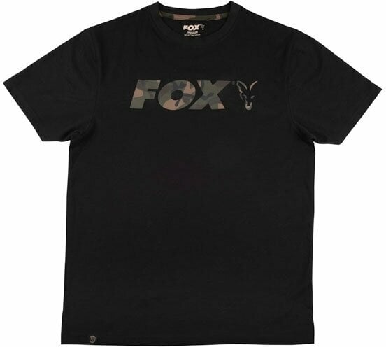 Horgászpóló Fox Horgászpóló Logo T-Shirt Black/Camo S