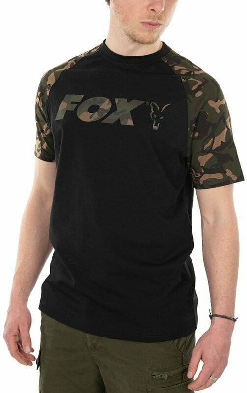 Horgászpóló Fox Horgászpóló Raglan T-Shirt Black/Camo L