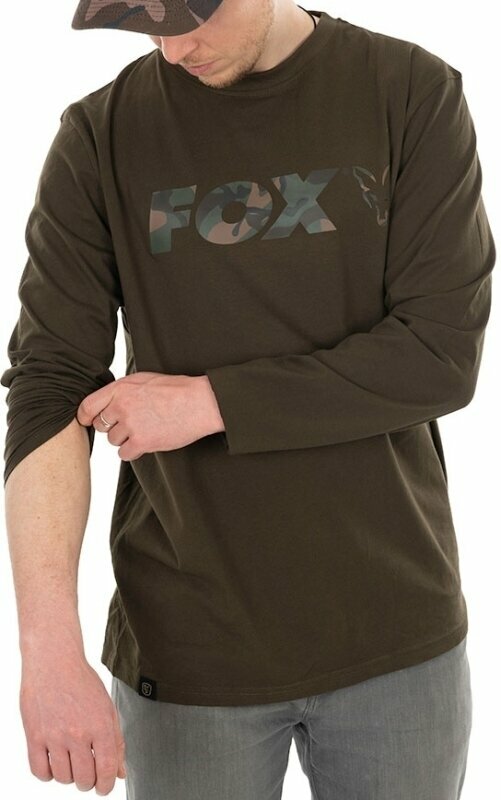 Horgászpóló Fox Horgászpóló Raglan Long Sleeve Shirt Khaki/Camo L