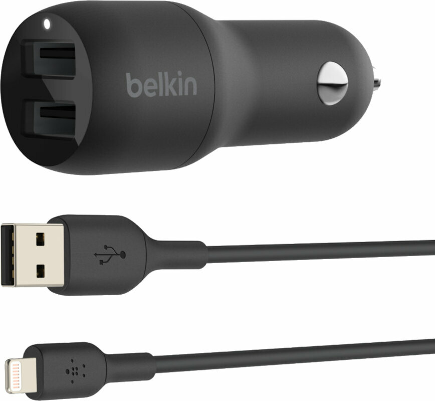 Autó töltő Belkin Dual USB-A Car Charger with A-LTG Autó töltő