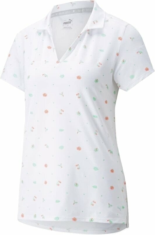 Camiseta polo Puma W Mattr Galapagos Polo Bright White/Hot Coral S