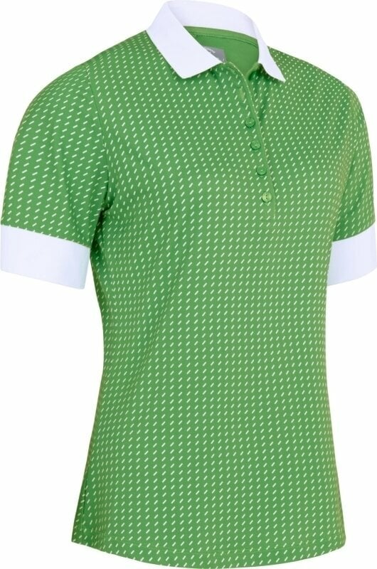 Poloshirt Callaway Women Above The Elbow Sleeve Printed Button Bright Green XS