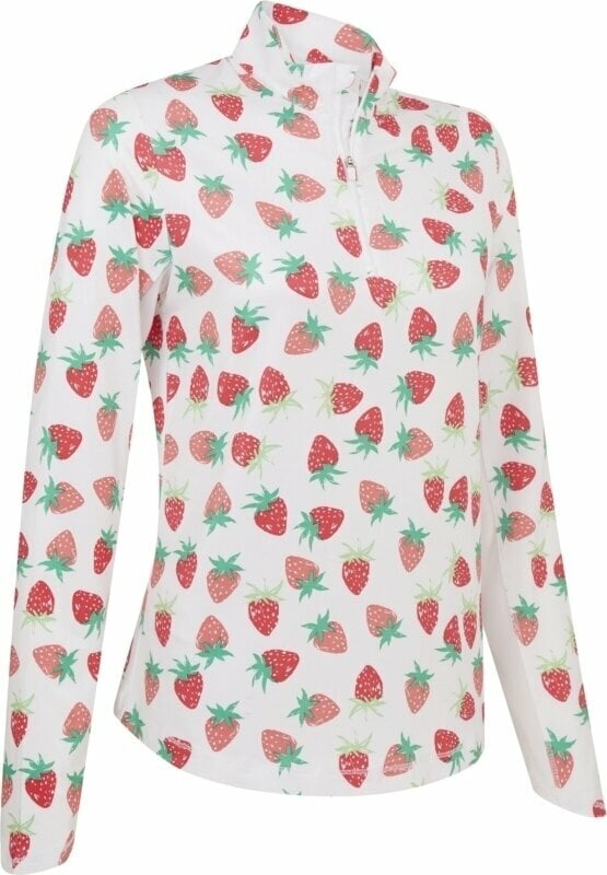 Hættetrøje/Sweater Callaway Women Allover Strawberries Sun Protection Brilliant White S