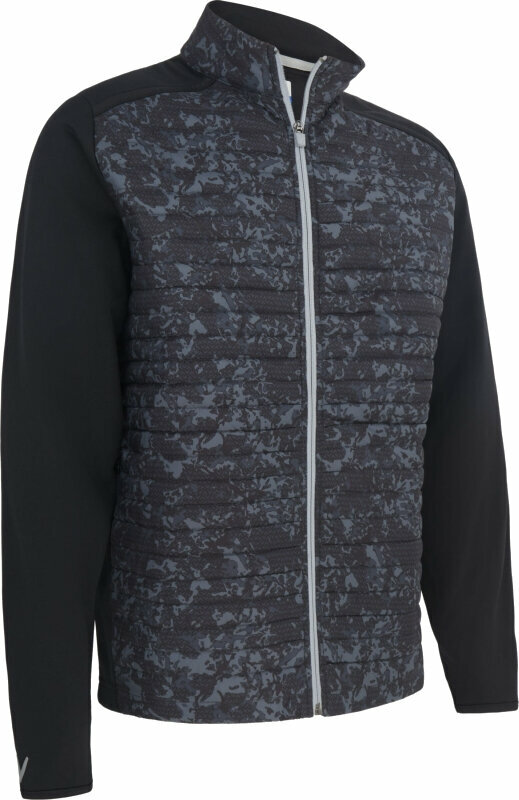 Callaway Mens Abstract Camo Printed Mixed Media Full Zip Caviar XS