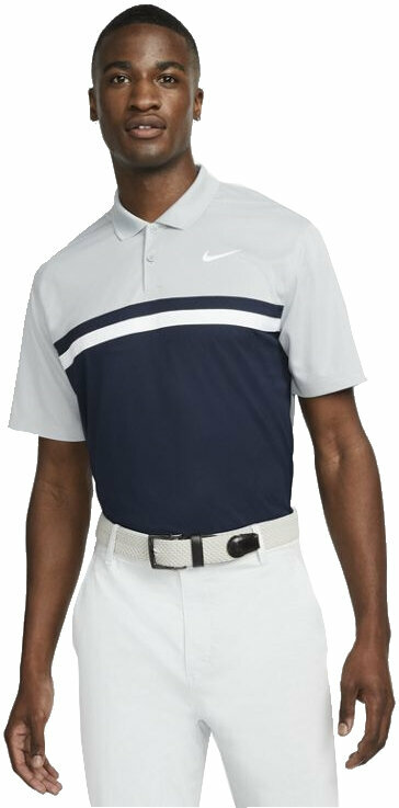 Polo-Shirt Nike Dri-Fit Victory Color-Blocked Mens Polo Shirt Light Smoke Grey/Obsidian/White/White 3XL